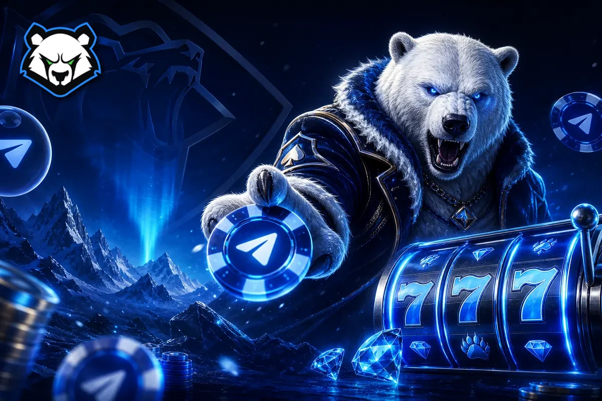 Lucky Bear Casino в голубом неоновом стиле